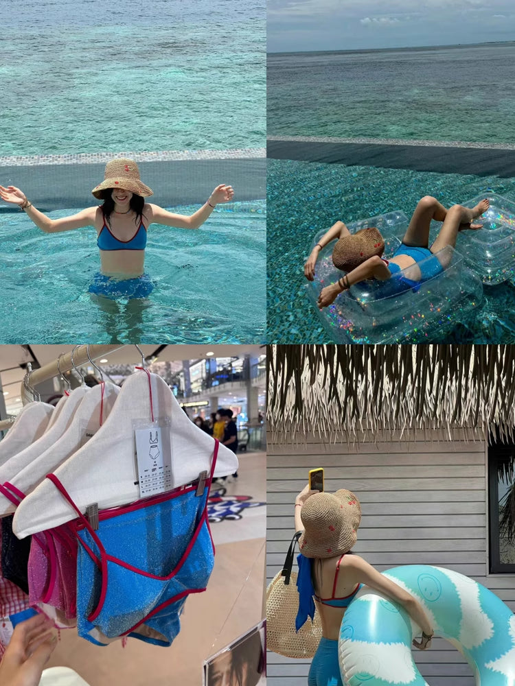 Mask Cat, Zhou Yutong, The Same Swimsuit for Women, Summer Split, High Waist, Thin Belly, Sexy Thai Vacation Bikini