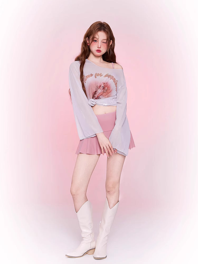 Mask Cat, Swimsuit Female Conservative Split Three-piece Set  New Meat Cover Long-sleeved Sunscreen Blouse Hot Spring Vacation
