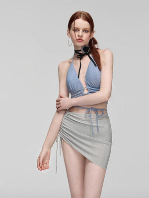 Anqinwind Split Swimsuit Women's 2025 New Conservative Belly and Thin Gathering Vacation Photo Temperature Swimsuit