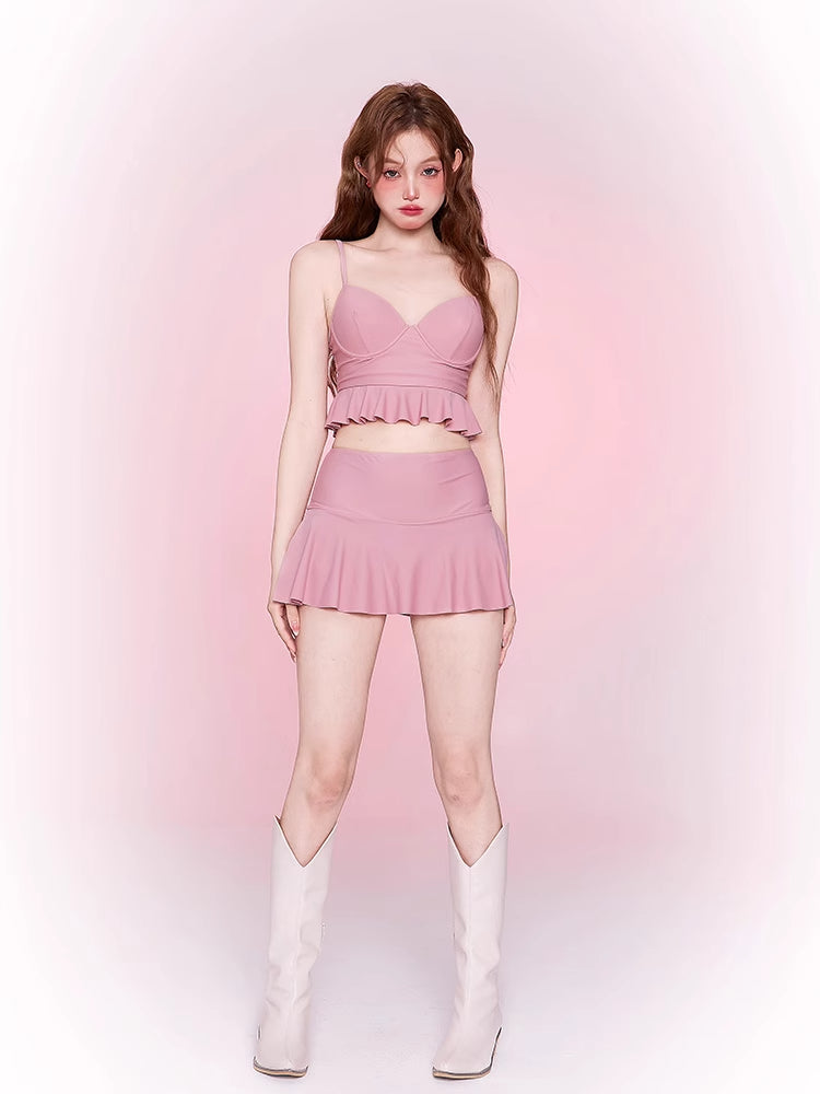 Mask Cat, Swimsuit Female Conservative Split Three-piece Set  New Meat Cover Long-sleeved Sunscreen Blouse Hot Spring Vacation