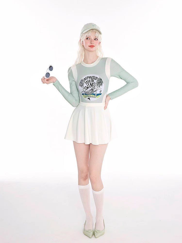 Mask Cat, Hot Spring Swimsuit for Women  New Dopamine Girl One-piece Conservative Long-sleeved Sunscreen Surf Suit
