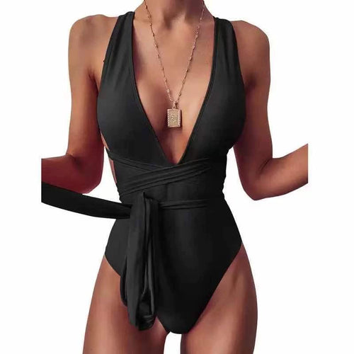 2021 new deep v-neck one-piece swimsuit backless strap swimsuit  babes sexy swimsuit swimsuit