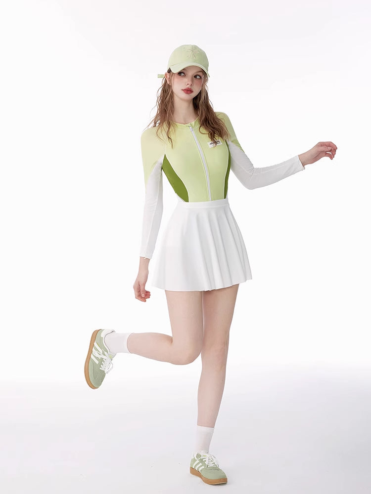 Mask Cat, Dopamine Swimsuit Women's  New One-piece Conservative Long-sleeved Sunscreen High-end Sports Surfing Suit